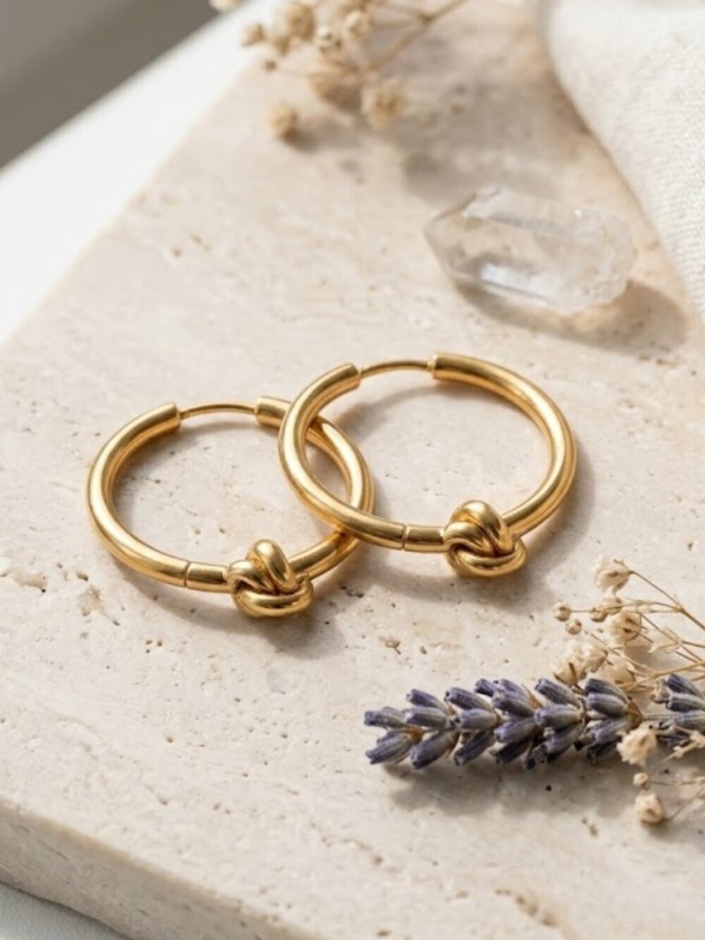 18K Gold Plated Stainless Steel Knot Hoop Earrings Old Money Quiet Luxury